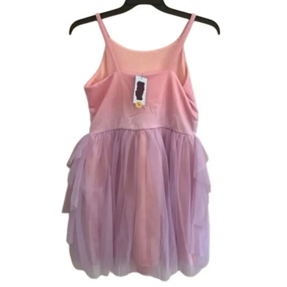 Cat & Jack Dress Girls Pink Ombre Shimmer Bodice Ruffle Pleated Size XXL (18)